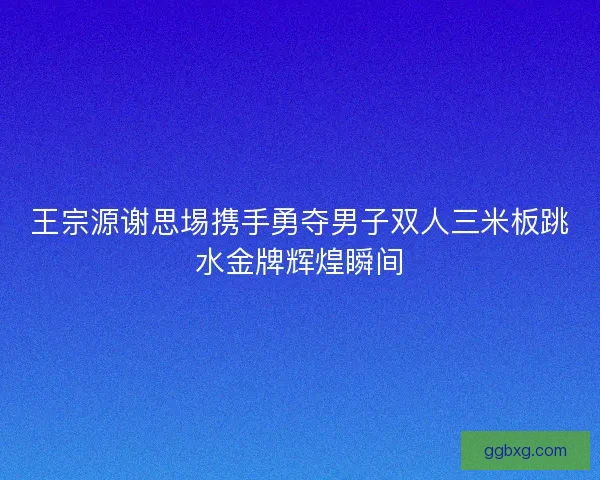王宗源谢思埸携手勇夺男子双人三米板跳水金牌辉煌瞬间