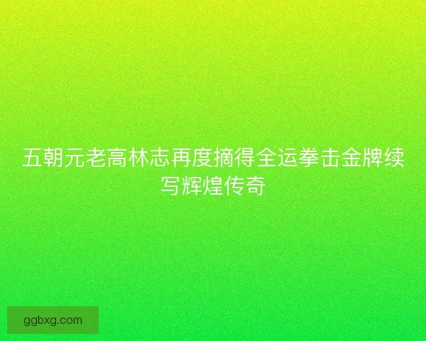 五朝元老高林志再度摘得全运拳击金牌续写辉煌传奇