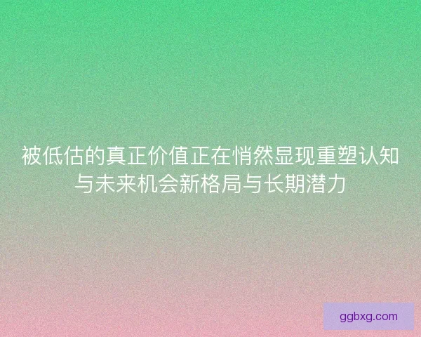 被低估的真正价值正在悄然显现重塑认知与未来机会新格局与长期潜力 被低估的真正价值正在悄然显现重塑认知与未来机会新格局与长期潜力