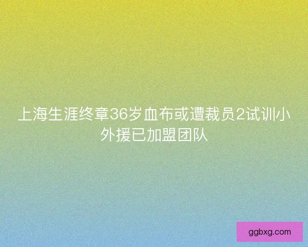上海生涯终章36岁血布或遭裁员2试训小外援已加盟团队 上海生涯终章36岁血布或遭裁员2试训小外援已加盟团队