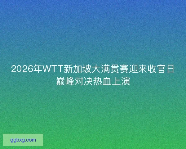 2026年WTT新加坡大满贯赛迎来收官日巅峰对决热血上演 2026年WTT新加坡大满贯赛迎来收官日巅峰对决热血上演
