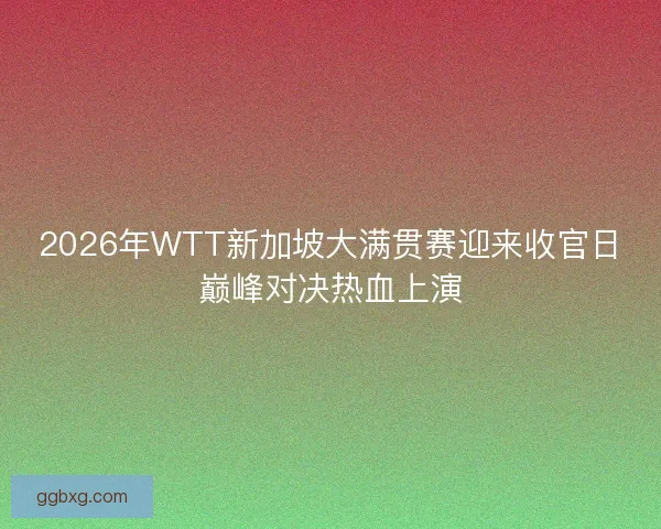 2026年WTT新加坡大满贯赛迎来收官日巅峰对决热血上演 2026年WTT新加坡大满贯赛迎来收官日巅峰对决热血上演