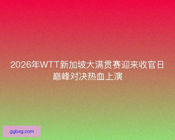 2026年WTT新加坡大满贯赛迎来收官日巅峰对决热血上演 2026年WTT新加坡大满贯赛迎来收官日巅峰对决热血上演